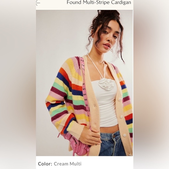 Free People Sweaters - Free People x Found Multi-Stripe Cardigan Sweater Size Medium NWT
